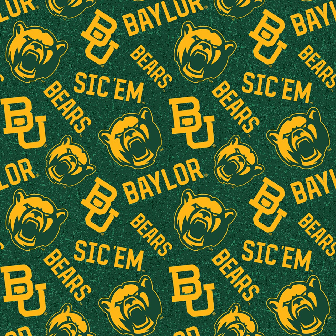 Sykel Enterprises-Baylor University Cotton Fabric-Baylor Bears Tone On Tone Cotton Quilting Fabric